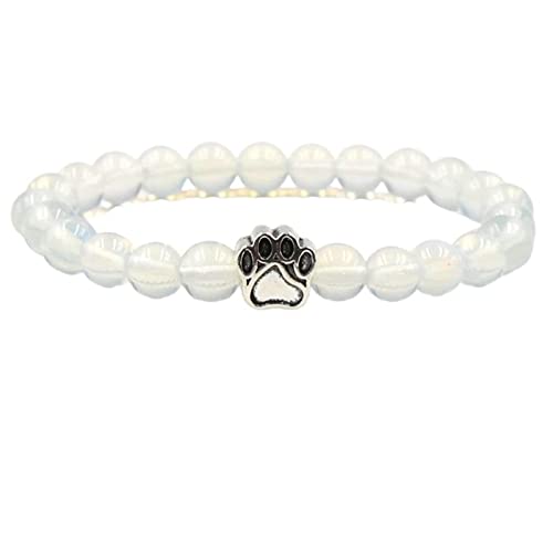 Bracelet de perles pour femmes en pierre naturelle de 8 mm extensible 19 cm avec patte argentée