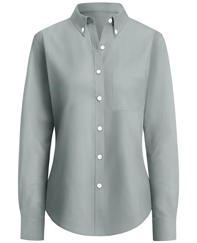 Image of siliteelon Button Down Shirts for Women Oxford Shirt Long Sleeve Classic Wrinkle Free Business Dress Shirts Work Office