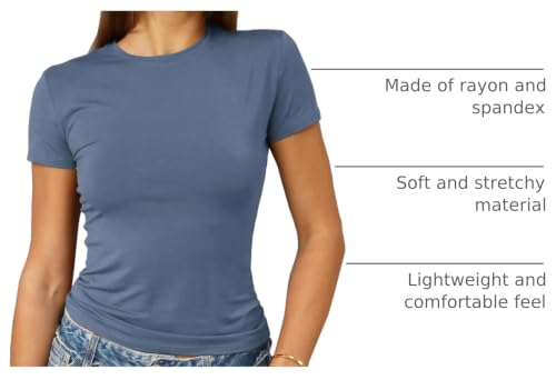 Image of Abardsion Women's Casual Basic Slim Fit T Shirts | Summer Clothes 2026 Going Out Crop Tops Short Sleeve Crew Neck Ladies Tees