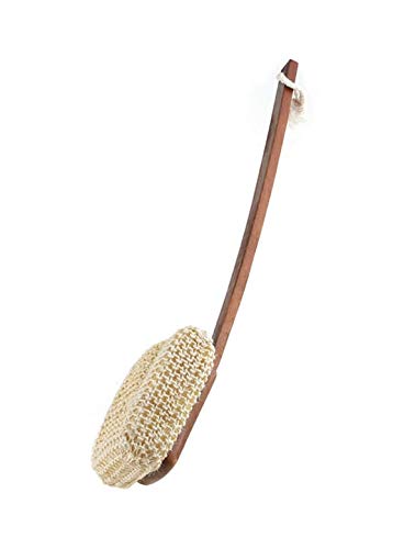Rustic Rituals 2-In-1 Sisal Sponge Bath Brush With 19-Inch Removable Wooden Handle, Brown, 200 g
