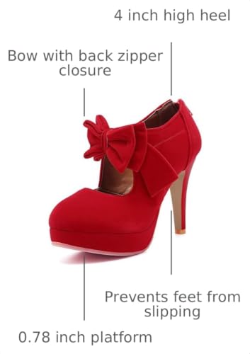 Image of Mostrin Fashion Vintage Womens Small Bowtie Platform Pumps Ladies Sexy High Heeled Shoes