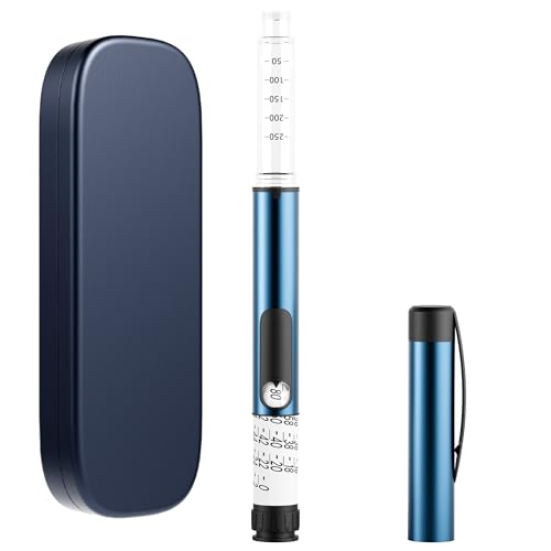 80 Unit Reusable Peptide Pen Injector Device Injection Pen with Adjustable Dose Dial Compatible Clear Scale Design and Protect Case