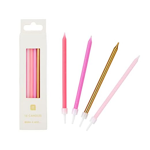 Talking Tables Velas de cumpleaños para decoración de tartas, oro rosa, pastel, 10 cm, paquete de 16