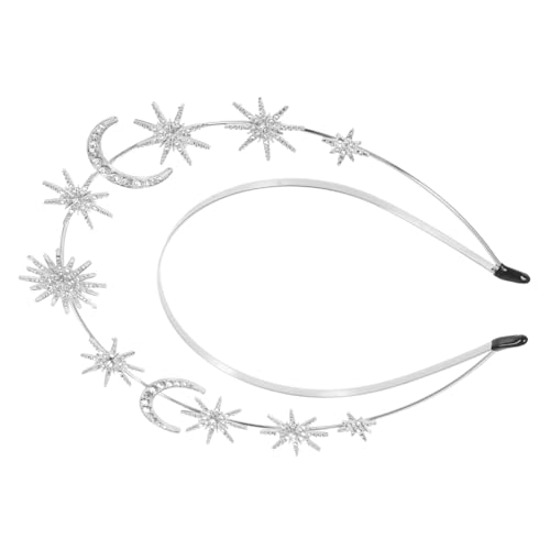 GANAZONO Diadema Doble Capa Metal con Estrellas y Luna Accesorio para Mujer Tocado de Diosa para Bodas Fiestas y Disfraces