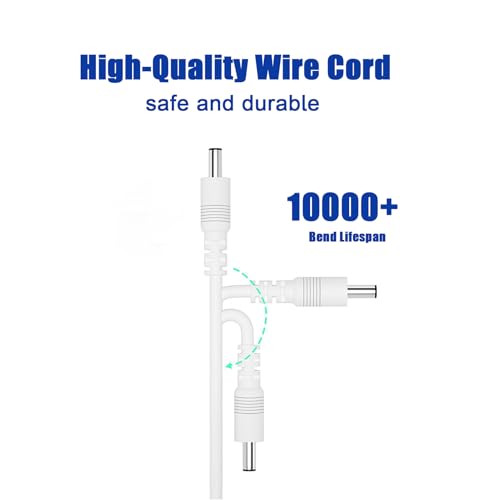 USB à DC 5V Câble d'alimentation 9 Conseils interchangeables, cordon de charge universel 5.5x2.1mm Adaptateur pour LED Bande, lampe de lune, Mini Ventilateur, haut-parleur Bluetooth, routeur, appareils intelligents – blanc