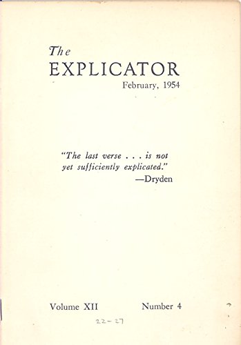 The Explicator Magazine February 1954: Various: Amazon.com: Books