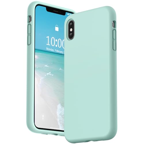 SURPHY Designed for iPhone Xs Max Case, Thickened Liquid Silicone Phone Case for iPhone Xs Max 6.5 inches, Mint Green