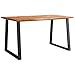 CongVVFV Industrial Dining Table with Solid Acacia Wood Top and Powder-Coated Steel Frame, Live Edge Design Seats Six, Modern Rustic Furniture for Kitchen