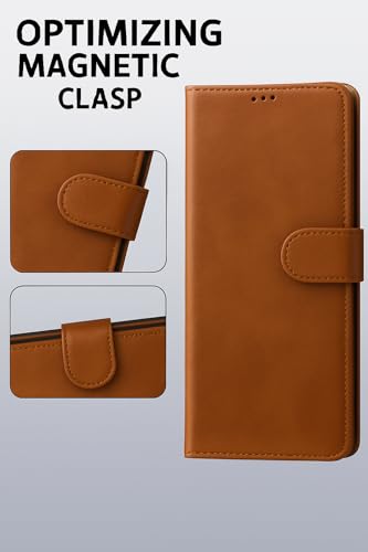 Image of Cover for Vivo T5x 5G / Y51 Pro 5G / iQOO Z11x 5G, Wallet Style, Leather Finish, Magnetic Closure, Inbuilt Stand, Card Pocket (Tan)