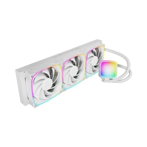 Image of Geometric Future Eskimo Plus 36-360mm AIO CPU Liquid Cooler - 30mm-Thick Squama 3003 PWM ARGB Fans x 3-1.5 L /min High-Flow Pump - Intel LGA 1851 /1700, AMD AM5 /AM4 - White, GEO-EPS-36W
