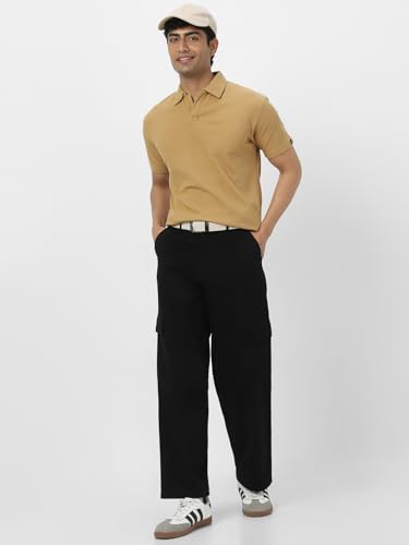 Image of Urbano Fashion Men's Textured Regular Fit Half Sleeve Cotton Polo T-Shirt