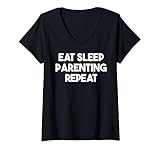 Photo Gallery donna eat sleep parenting repeat - funny parent maglietta con collo a v Photo Gallery donna eat sleep parenting repeat - funny parent maglietta con collo a v