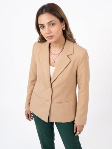 Image of modny Women's Formal Cotton Blazer | Single-Breasted, Button Closure, Long Sleeves Blazer for Girls | Professional Outfit for Office & Meetings