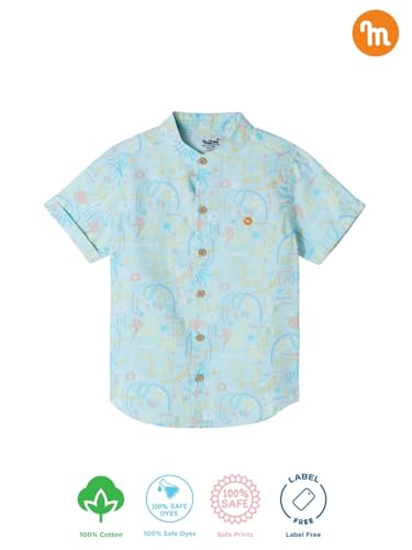 Milou Cotton Half Sleeve Mandarin Collar Printed Shirt - Light Green - Image 2 thumbnail