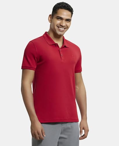 Image of Jockey 3912 Men Super Combed Cotton Rich Solid Half Sleeve Polo T-Shirt