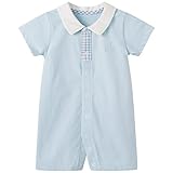 pureborn Baby Boy Romper One-Piece Outfit Point Collar Short Sleeve 12-18 Months Blue
