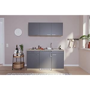 respekta Keuken minikeuken enkele keuken kitchenette pantry eiken grijs Luis 150 cm