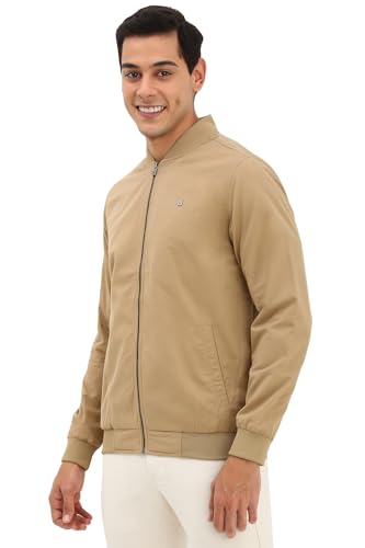 Image of Allen Solly Men Beige Solid Full Sleeves Casual Jacket