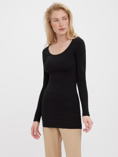 VERO MODA Damen Vmmaxi My Soft Long U-Neck Noos Langarmshirt, Schwarz, XXL EU – Ansicht 3