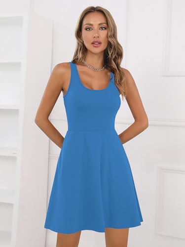 Image of Missufe Women's Sleeveless Racerback Flared Casual Plain Tank Dress
