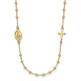 Jewelry Affairs Collar de oro amarillo de 14 quilates con medalla milagrosa y rosario de cruz, 16.5 pulgadas
