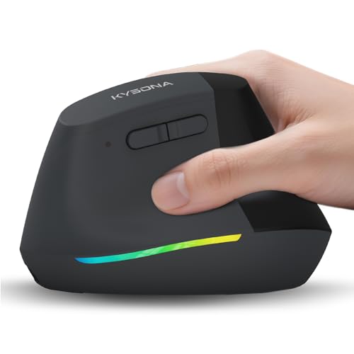 Image of KYSONA Wireless Ergonomic Mouse, Vertical Mouse, Bluetooth Ergo Mouse, Quiet Click, 5 Level Adjustable DPI(800 /1200 /2400 /2400 /4000), Rechargeable 2.4G Mice Computer, PC, Mac, Laptop, Black