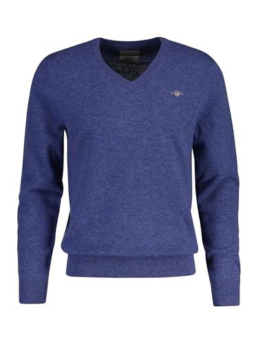 Pull col en V GANT en laine d'agneau Stone Blue Melange taille M homme