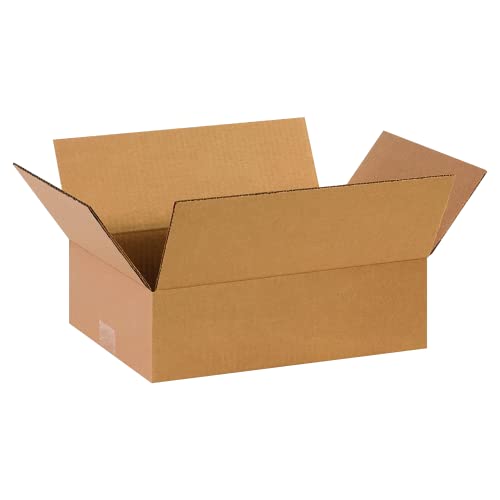 Image of PARTNERS BRAND 14 x 10 x 4 Corrugated Cardboard Boxes, Flat 14 inchL x 10 inchW x 4 inchH, Pack of 25 | Shipping, Packaging, Moving, Storage Box for Home or Business, Strong Wholesale Bulk Boxes