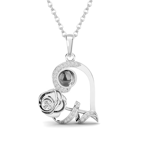 Projection Necklace with Picture Inside 925 Sterling Silver Custom Photo Flower Necklace Personalized Heart Pendant Necklace jewelry Romantic Gifts for Women2