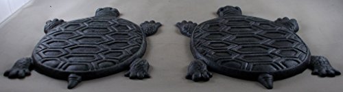 Set of 2 Iron Verdigris Garden Turtle Stepping Stone