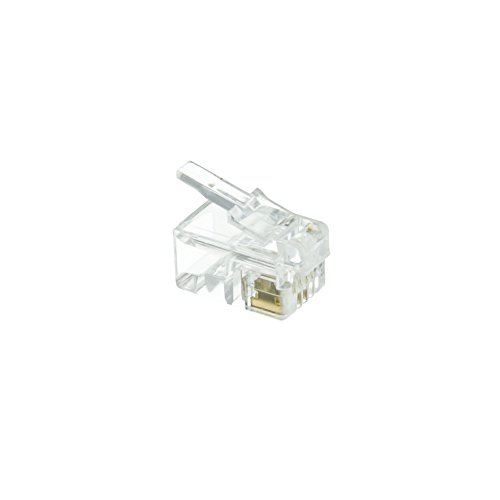 CableWholesale Phone/Data RJ22 Crimp Connectors for Flat Cable, 4P4C, 100 Pieces (31D0-440HD)