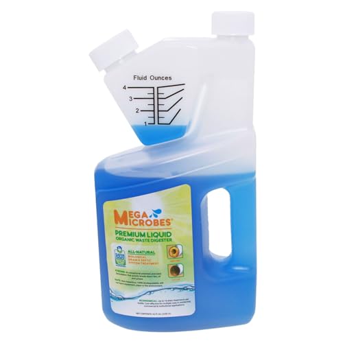 MegaMicrobes MML-32FL Liquid Drain & Septic System Maintenance Formula 32 oz For Routine Use in Pipes Sinks Grease Traps & Septic Systems