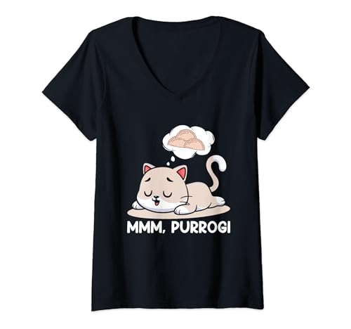 Mmm... Purrogi | Funny Polish Food Cool Pierogi Lovers Camiseta Cuello V