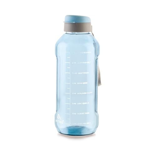 ATTRO Ultra Pro 2 Motivational 2L BPA-Free Water Bottle with Leak-Proof Flip-Top Cap, Nylon Strap and Stylish Blue Color for Daily Hydration, Plastic