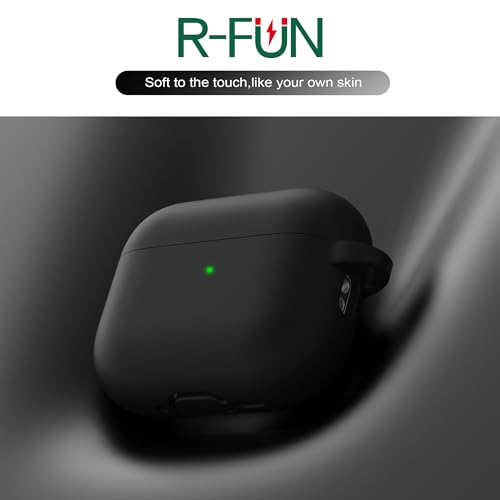 Image of R-fun for AirPods Pro 3rd Generation Case with Cleaner Kit, Soft Silicone Protective Case Cover for Apple AirPod Pro 3 for Women Men, AirPods Pro Case Accessories with Keychain, Black