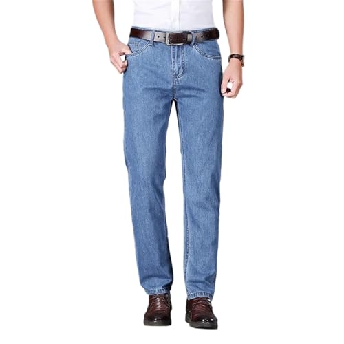 Men's Winter Jeans Cotton Denim Pants Business Casual Loose Straight Long Trousers Warm Large Size