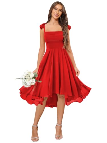 Short Chiffon Bridesmaid Dresses for Women Floral Sleeveless Formal Dress