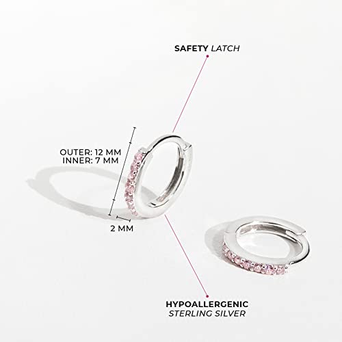 925 Sterling Silver Cubic Zirconia Small Hoop Huggie Earrings For Little Girls Dazzling Sterling Silver Huggie Hoop Earrings4