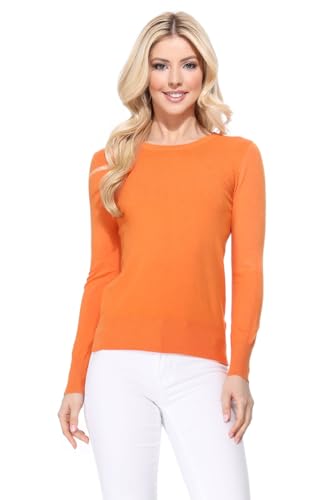 Image of YEMAK Women's Knit Sweater Pullover - Long Sleeve Crewneck Basic Classic Casual Knitted Soft Lightweight T-Shirt Top