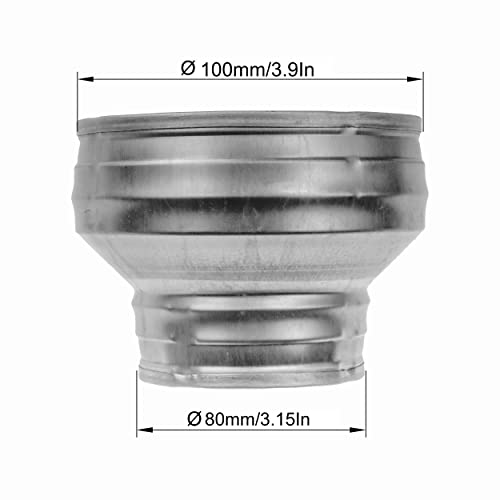 4" To 3" Duct Reducer Round Reducer Duct Fitting Pipe Increaser Reducer Made From Galvanized Steel (Drain, Waste And Vent) Reducing Coupling (Metal, 4 To 3 Inch) #TOP6