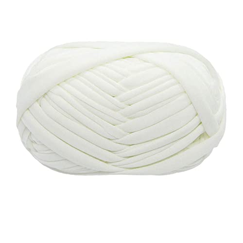 T-Shirt Yarn Knitting Fabric Crochet Fabric for Summer Hand DIY Bag Cover Pillow Crochet Projects 100g (#02 White)