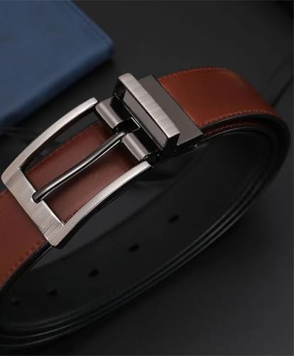 Men's genuine leather belt, classic pin buckle belt, business casual3