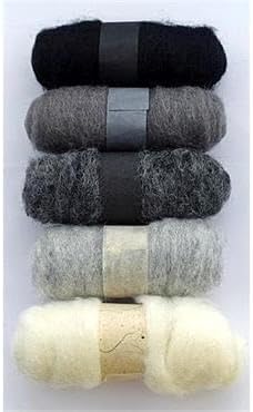 Habico Needle Felting Wool 5 x 20g - Greys