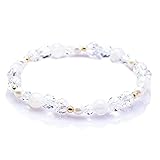 [京珠堂] 天然石 レディース ブレスレット パワーストーン 4mm プレゼント お守り 品質保証 (ムーンストーン×パール, 17cm)