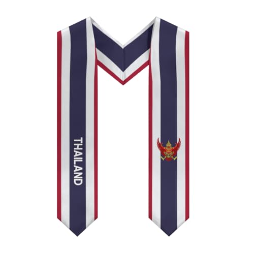 YiiLi Thailand Flag Cool Graduation Stole Sash For International Student Scarf Graduation Day