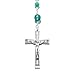 Handmade 1-Decade Tenner Pocket Rosary with Aqua and Green Floral Beads with Choice of Saint Medal