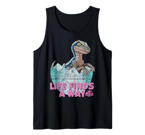 Camiseta de tirantes Jurassic World Life Finds a Way para hombre en algodón negro casual