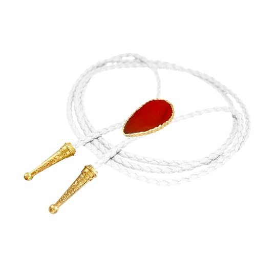 Image of Daisy Del Sol Gemstone Bolo Tie Braided Vegan Faux Leather Natural Stone Gold Handmade Necklace Adjustable Boho Western Jewelry