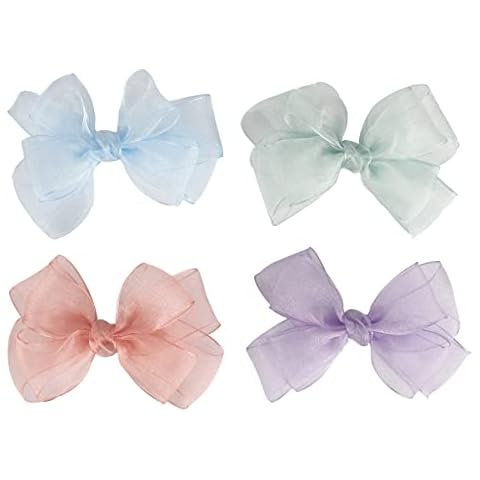 Hot&Sattion 4 Colors 5Inch Hair Bows Clips Large Big Chiffon Ribbon Hair Bows Alligator Clips Hair Accessories for Girls Toddler Kids Children Teens Cover