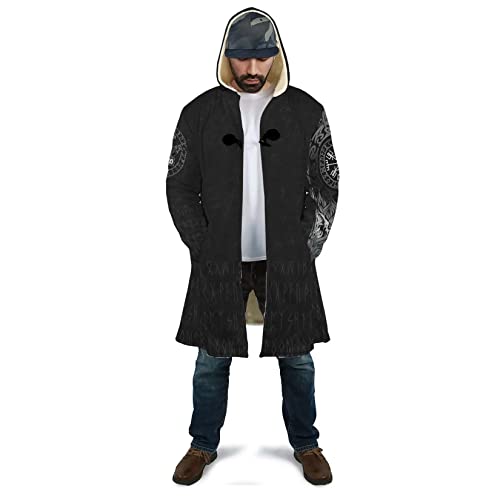 Ragnarok Fenrir Wolf Men's winter thickened warm lambswool hooded parka Viking Mythology Casual Parker Jacket outerwear (Color : Fenrir Wolf A16, Size : X-Large)2